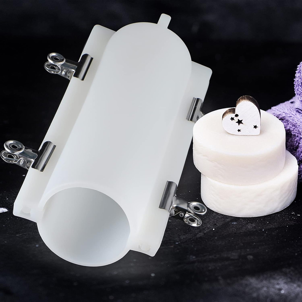 Candle Supplies Tins - Große Zylinder-Seifenform mit Clips, 1000ml Silikon-Säulenform,