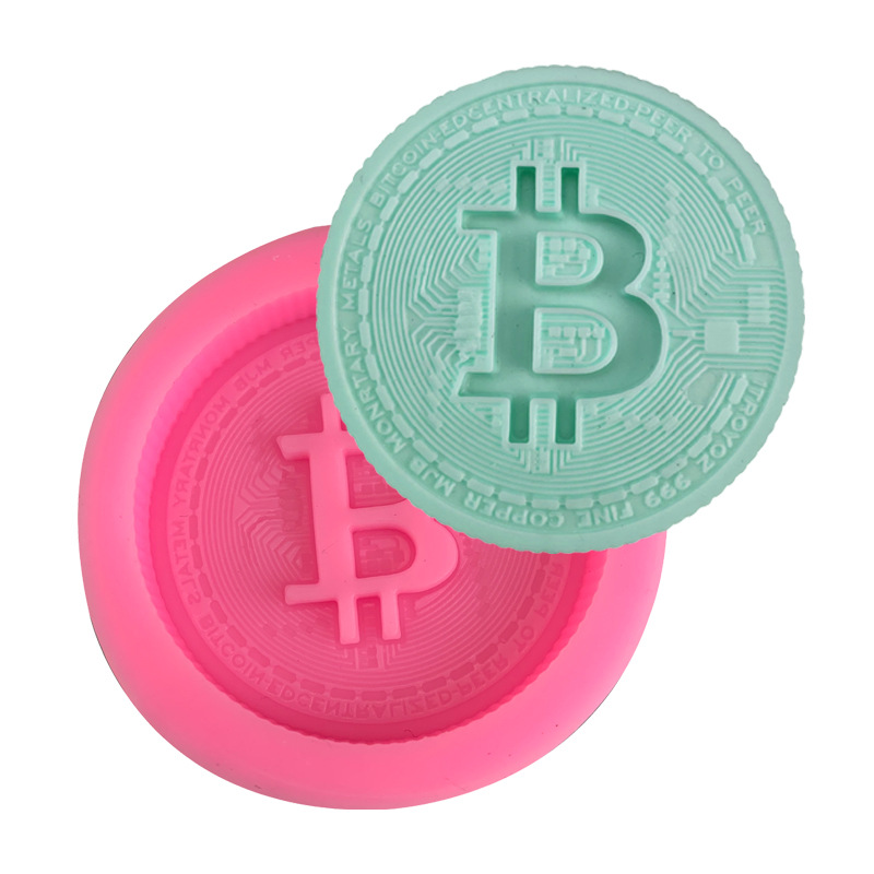 Candle Making Supplies Kit - 1/3 Stück Bitcoin-Logo Seifenform Silikon-Kuchenform Backzubehör