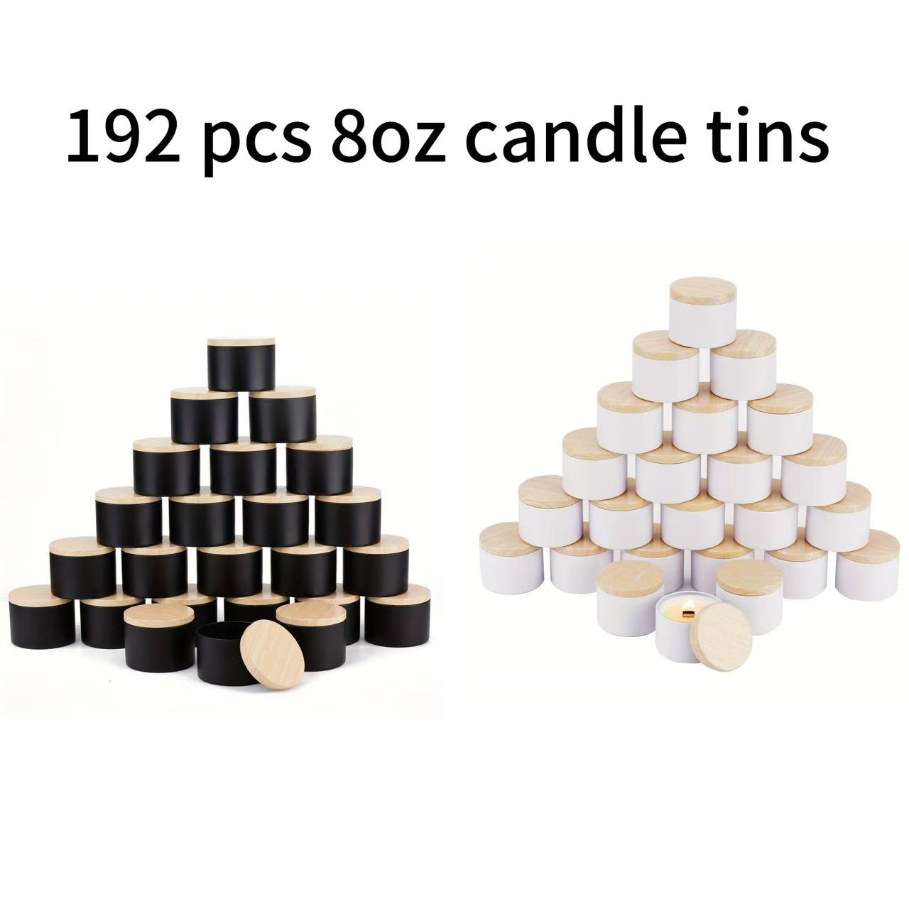 Candle Vessel Supplies - 192 Stück 8 Unzen mattschwarz/weißes Kerzenglas
