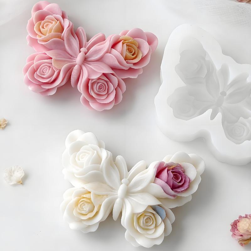 Candle Supplies Tins - DIY Rosen-Schmetterling Silikonform Handgemachte Aroma-Kerzen Gips