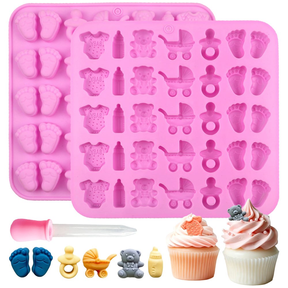 Candle Making Supplies Kit - 2er-Set Silikonformen mit 35 Mulden: Babyfüße,